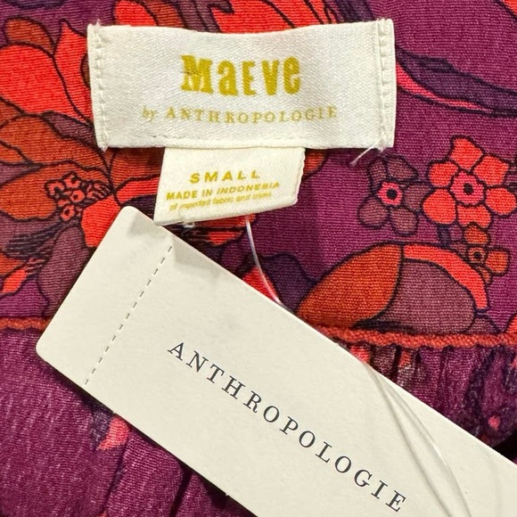 ANTHROPOLOGIE Maeve floral button up blouse S Small wine jourdain runa - Picture 4 of 7